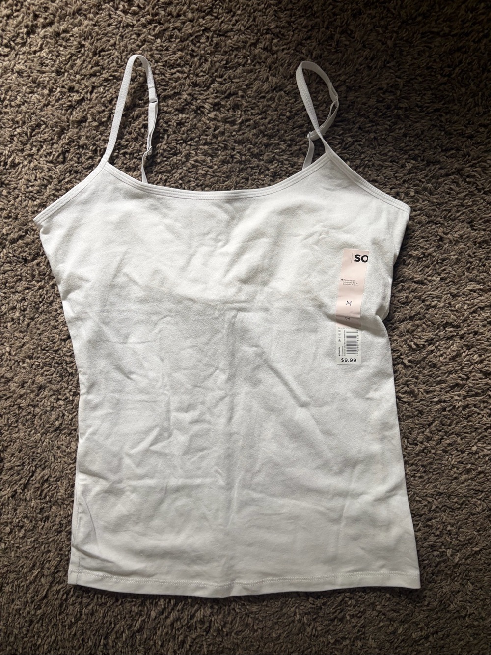 SO White Adjustable Spaghetti Strap Camisole